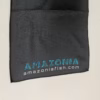Black Amazonia waffle towel with the fish-pattern logo and amazoniafish.com